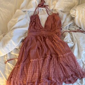 Elegant Backless Pink Dress